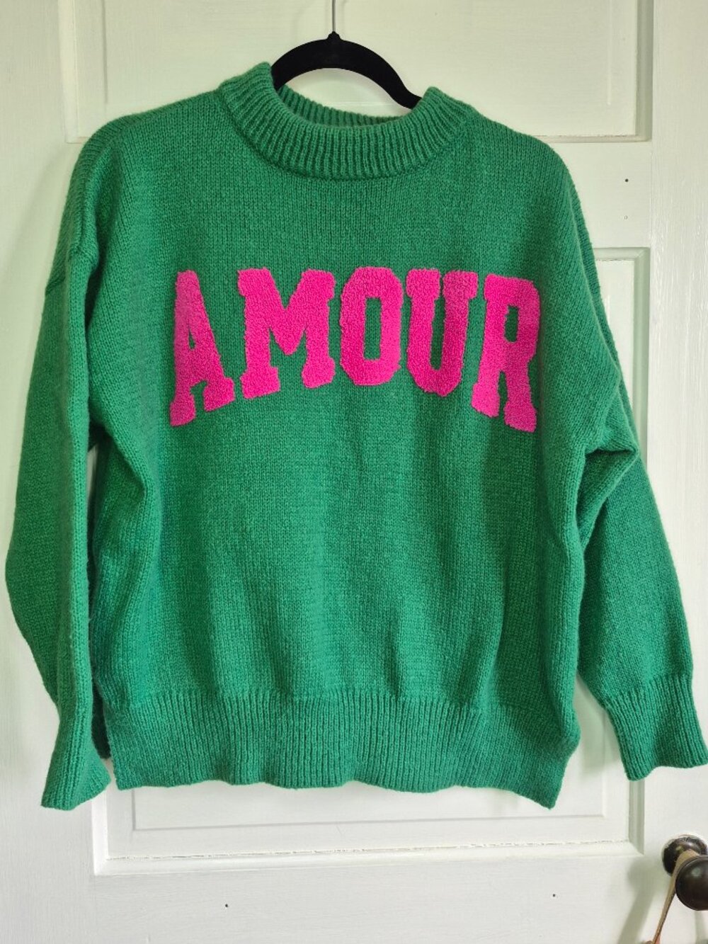 green sweater